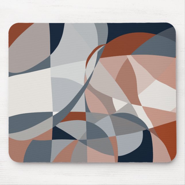 Navy and Rust (XIV) Abstract Mouse Mat (Front)