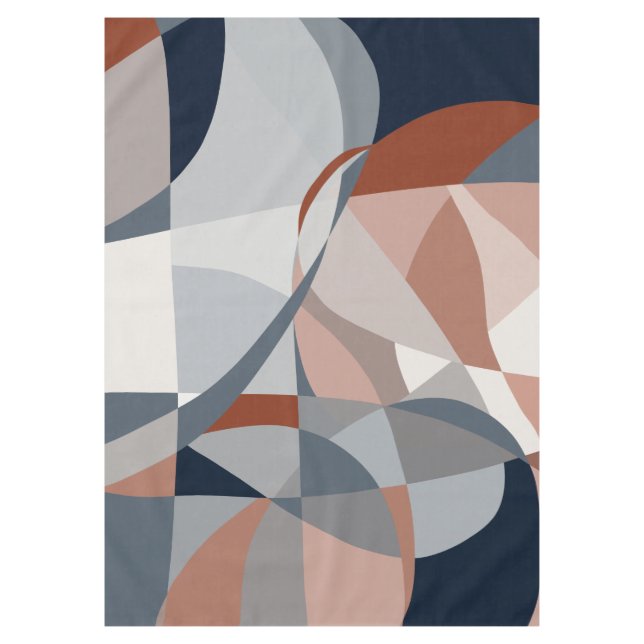 Navy and Rust (XIV) Abstract Tablecloth (Front)