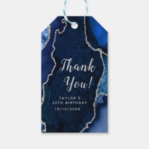 Navy and Silver Agate Birthday Thank You Gift Tags