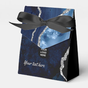 Navy and Silver Agate Precious Stone Favour Box