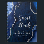 Navy and Silver Agate Sweet Sixteen Guest Book<br><div class="desc">This elegant and glamourous sweet sixteen guest book features a navy blue agate marble background with faux silver glitter accents. The text combines handwritten script and modern sans serif fonts for a classy and sophisticated look. This will be perfect for an autumn fall and winter sweet sixteen birthday party.</div>