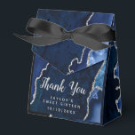 Navy and Silver Agate Sweet Sixteen Thank You Favour Box<br><div class="desc">This elegant and glamourous sweet sixteen thank you favour bag features a navy blue agate marble background with faux silver glitter accents. The text combines handwritten script and modern sans serif fonts for a classy and sophisticated look. This will be perfect for an autumn fall and winter sweet sixteen birthday...</div>