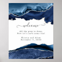 Navy and Silver Agate Wedding Welcome