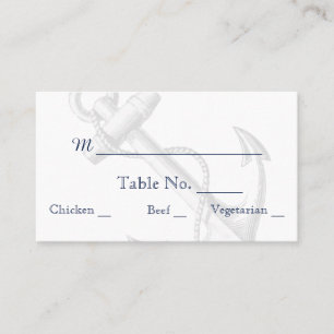 Navy and Silver Anchor Beach Wedding Place Cards