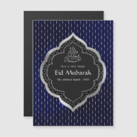 Navy and Silver Eid Mubarak Celebration Greeting