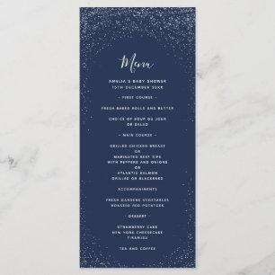 Navy and Silver Faux Foil Menu