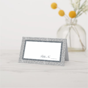 Navy and Silver Glitter Personalised Place Card
