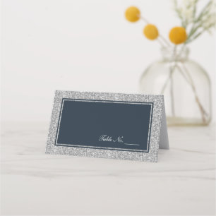 Navy and Silver Glitter Personalised Place Card