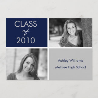Navy and Silver Graduation Invitations