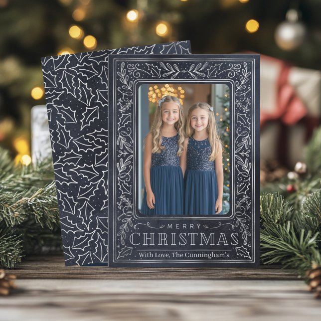 Navy and Silver Holiday Card (Navy and Silver Christmas Greeting Card)