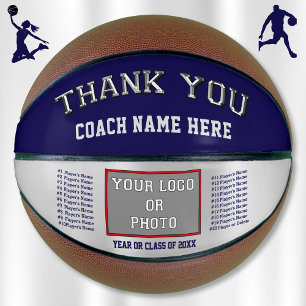 Navy and Silver, Personalised Basketball for Coach