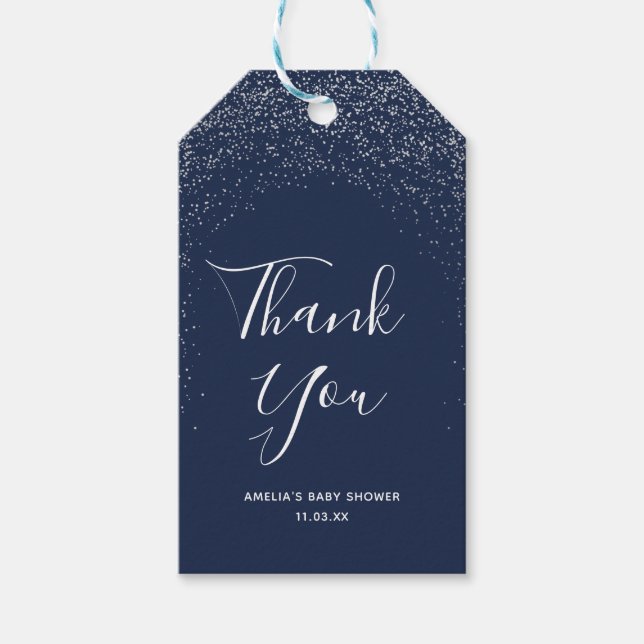 Navy and Silver speckle - Thank You Gift Tag (Front)