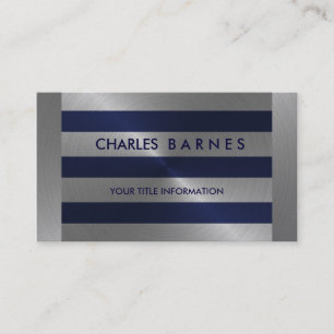 Navy and Silver Stripe Business Card