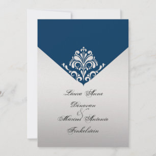 Navy and Silver Swirls After Wedding Celebration Invitation