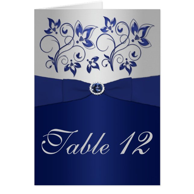 Navy and Silver Table Number Card (Front)