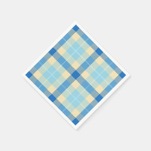 Navy and Sky Blue Tartan Plaid Paper Napkins