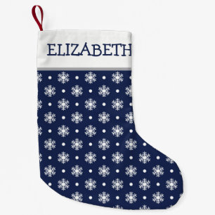 Navy and Snowflakes Personalised Small Christmas Stocking
