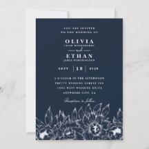 Navy and sunflower wedding invitations
