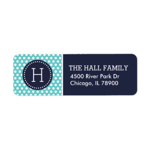 Navy and Turquoise Polka Dots Monogram