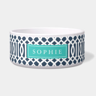 Navy and Turquoise Trellis Monogram