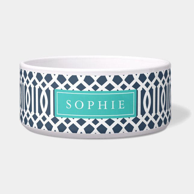 Navy and Turquoise Trellis Monogram (Front)