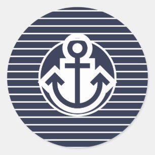 Navy and White Anchor Stickers