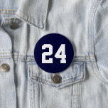 Navy and White Athlete Jersey Number 7.5 Cm Round Badge<br><div class="desc">Cheer on your favourite sports team, football player or just show off your school pride with a custom personalised spirit button! Personalise with a player's jersey number or other custom text. Perfect for football, basketball, baseball and soccer games! Create custom pins for the whole team, cheerleaders, parents and siblings to...</div>