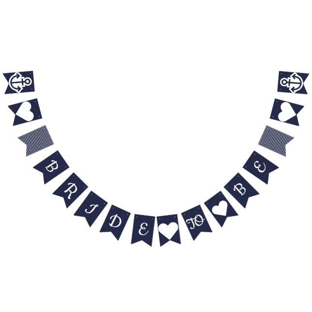 Navy and White Bride To Be Nautical Bunting Bunting (All)