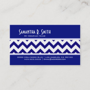 Navy and White Chevron Pattern Business Card