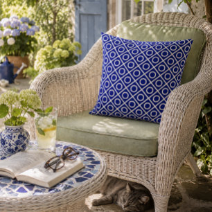 Navy and White Circles Cushion