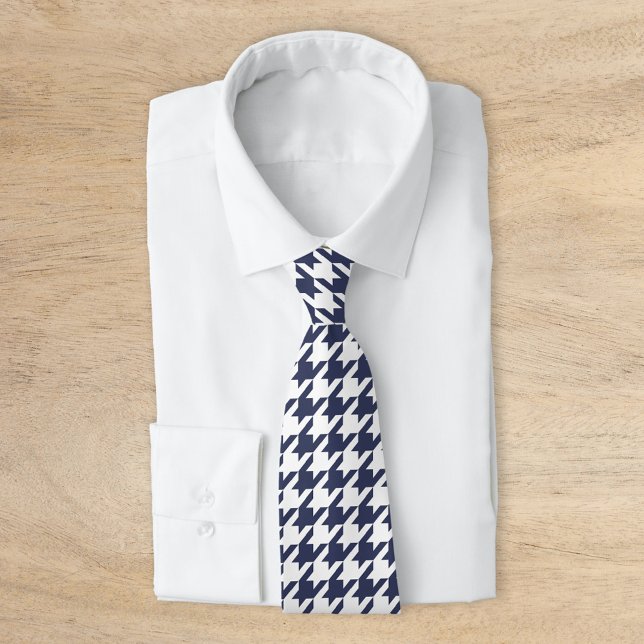 Navy and White Classic Houndstooth Tie (Creator Uploaded)