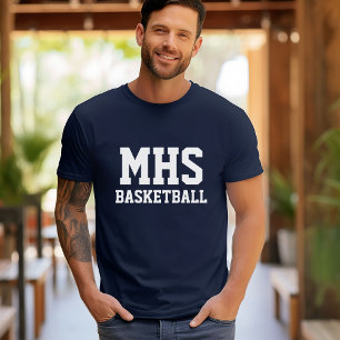 Navy and White Custom Basketball Team Spirit T-Shirt