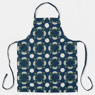 Navy and White Daisy Apron