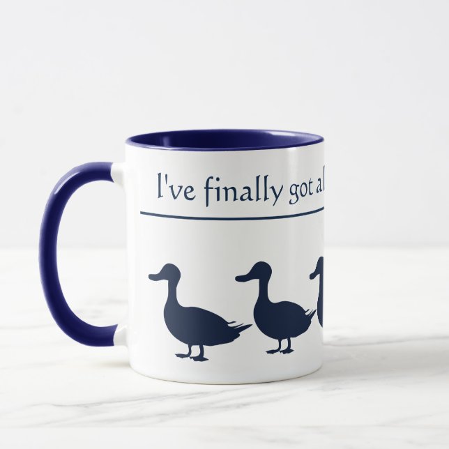 Navy and White Ducks in a Row Mug (Left)