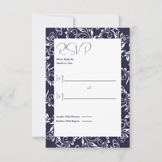 Navy and White Elegant Style RSVP Card (Front)