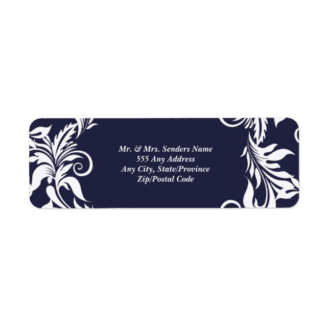 Navy and White Elegant Style Wedding Label (Front)