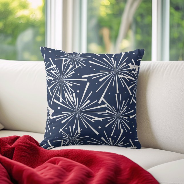 Navy and White Fireworks Pattern Cushion (Creator Uploaded)