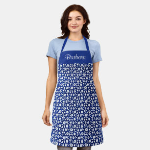 Navy and white floral pattern TEMPLATE Apron