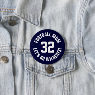 Navy and White Football Mum Jersey Number 7.5 Cm Round Badge
