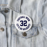 Navy and White Football Mum Jersey Number 7.5 Cm Round Badge<br><div class="desc">Cheer on your favourite sports team, football player or just show off your school pride with a custom personalised spirit button! Add your school name or personalise with a player's name and jersey number. Perfect for football, basketball, baseball and soccer games! Create custom pins for the whole team, cheerleaders, parents...</div>