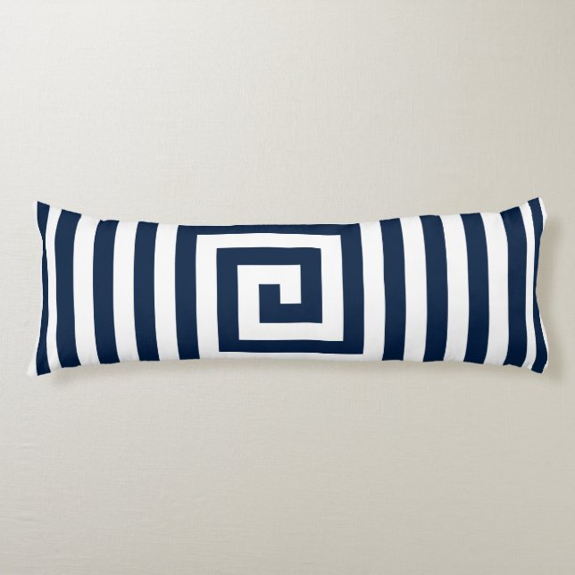 Navy and White Geometrics Solid Reverse Body Cushion (Front)