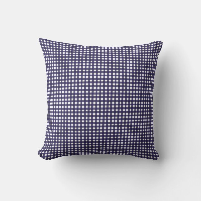 Navy and White Gingham Cushion (Front)