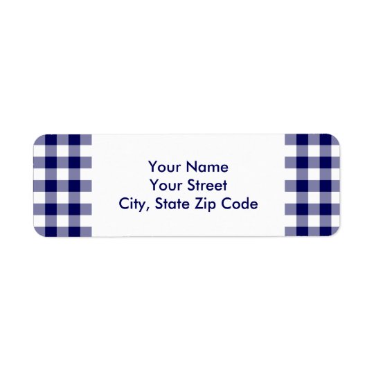 Navy and White Gingham Pattern address label