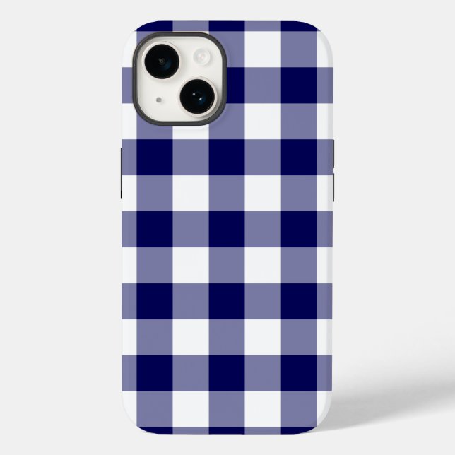 Navy and White Gingham Pattern Case-Mate iPhone Case (Back)