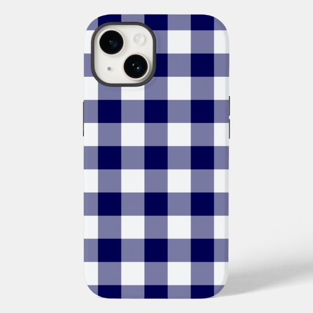 Navy and White Gingham Pattern Case-Mate iPhone Case (Back)