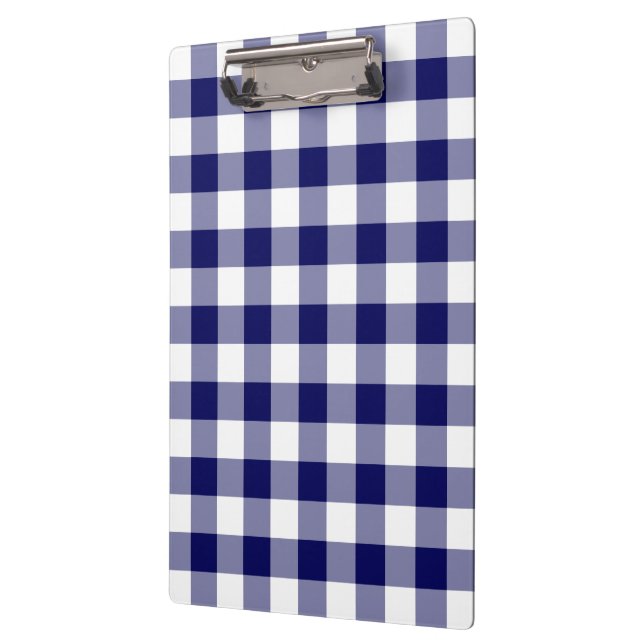 Navy and White Gingham Pattern Clipboard (Left)