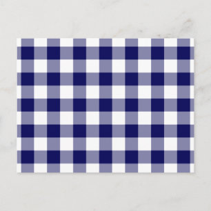 Navy and White Gingham Pattern Postcard