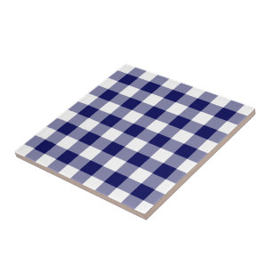 Navy and White Gingham Pattern Tile