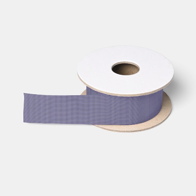 Navy and White Gingham Satin Ribbon (Spool)