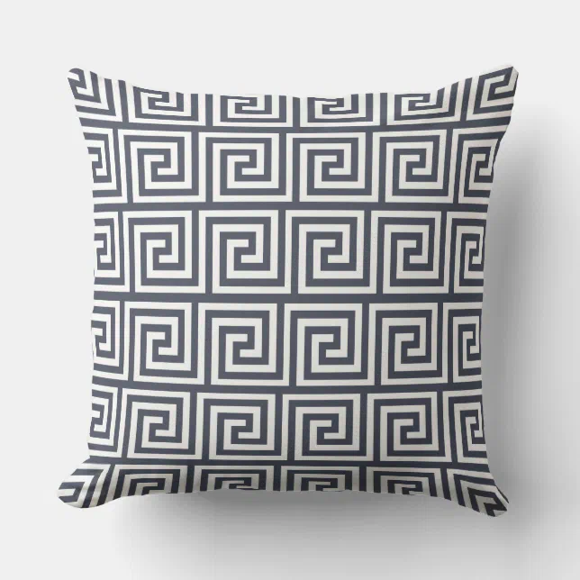 Navy Blue and White Preppy Square Monogram Throw Pillow